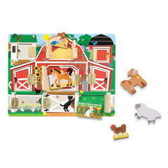 Melissa & Doug Hide and Seek Farm sturdy wooden construction for daily use.