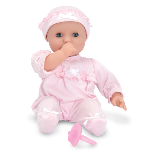 Melissa & Doug Jenna 12-inch doll with moving eyes for lifelike nurture moments.