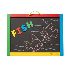 Melissa & Doug magnetic chalkboard and dry-erase board for dual learning surfaces and creativity.