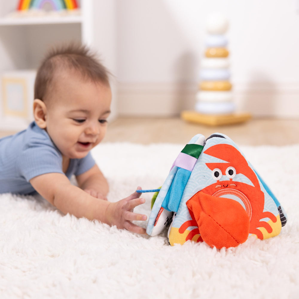 Melissa & Doug Ocean Tummy Time Triangle pyramid setup boosts baby engagement during play