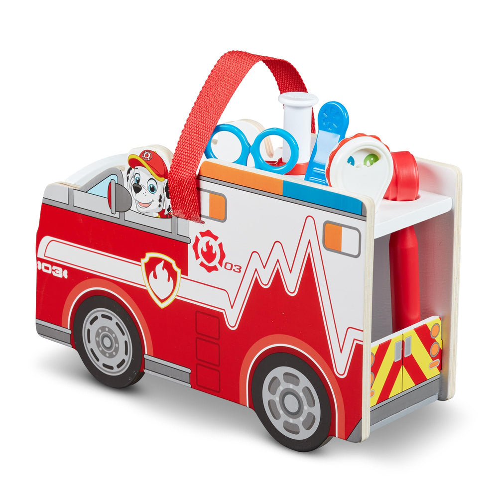 Melissa & Doug PAW Patrol Marshall's EMT Caddy supports kid-friendly pretend rescue missions.