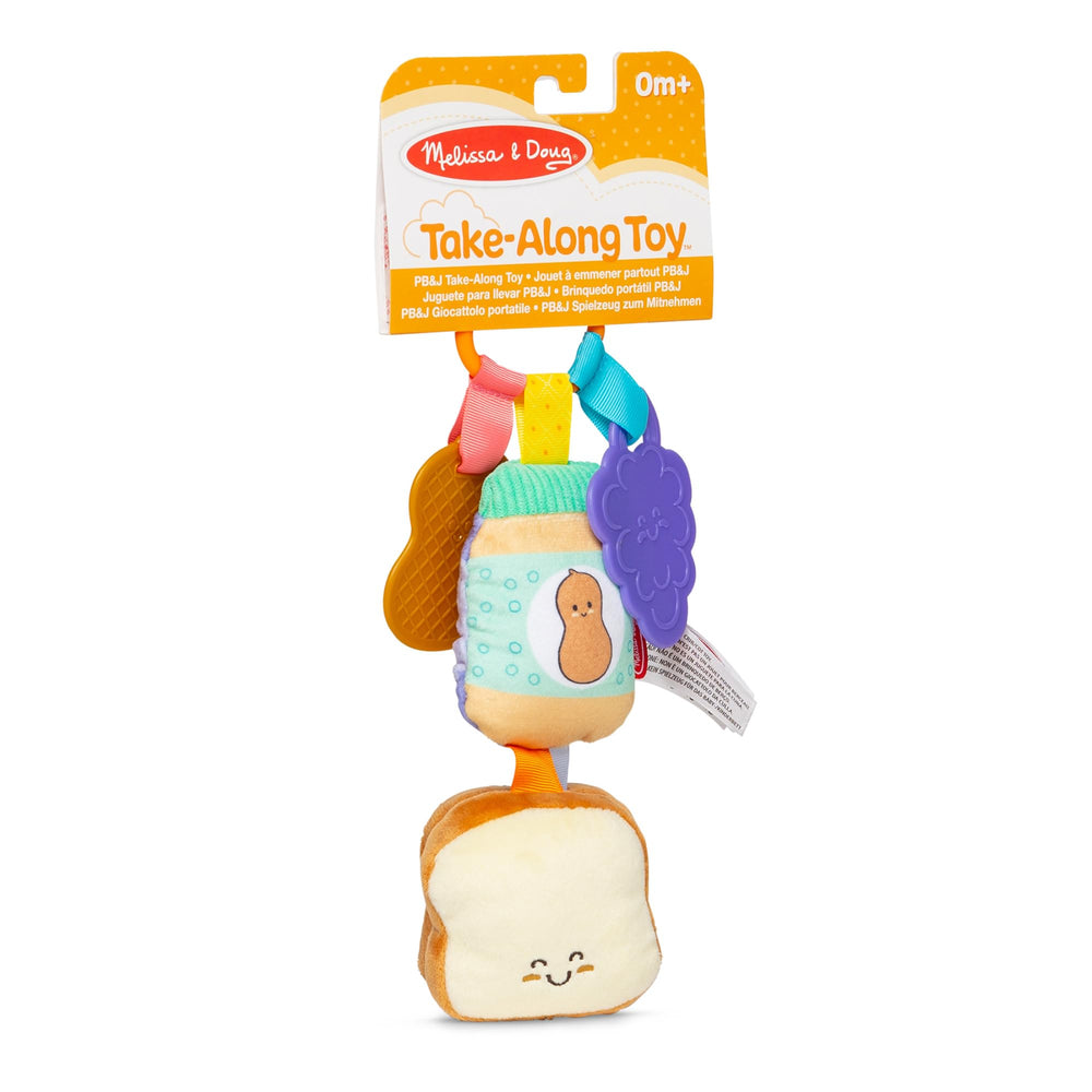 Melissa and Doug PB J clip-on toy peanut butter texture promotes finger grasping.