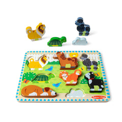 Melissa & Doug Pets wooden chunky puzzle turtle piece boosts fine motor skills and imaginative play.