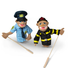 Melissa & Doug Rescue Puppet detachable wooden rod supports left- and right-handed play.