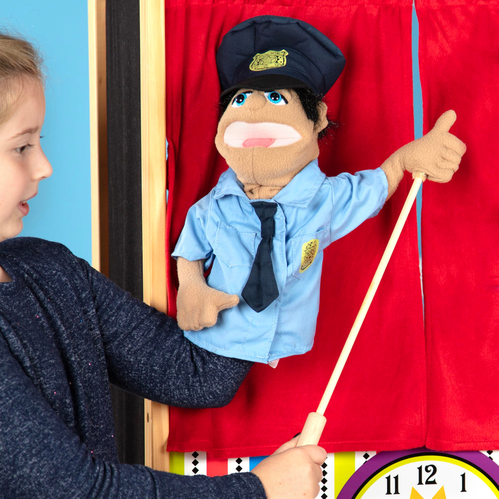 Melissa & Doug Rescue Puppet lefty-friendly and righty-friendly design for inclusive pretend play.