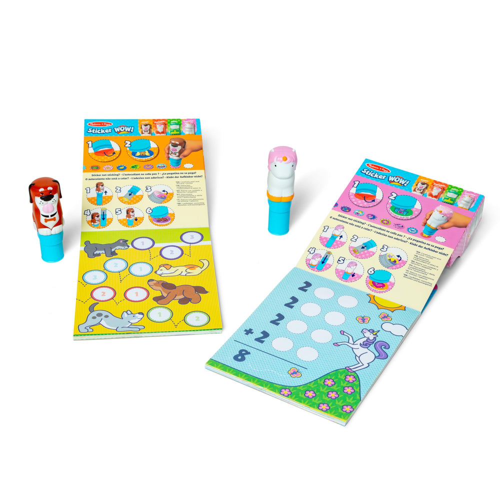 Melissa & Doug Sticker WOW sticker stacks provide 300 stickers each.