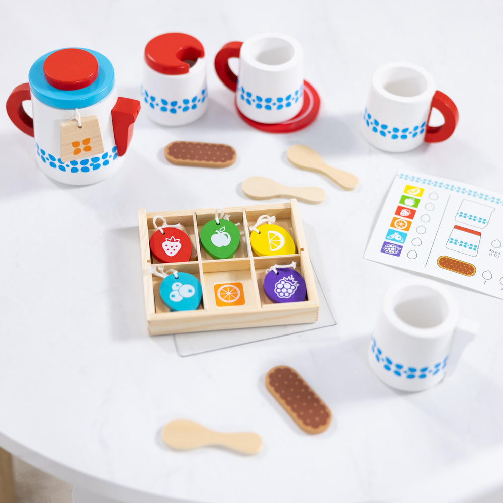 Solid wooden Melissa and Doug tea set construction for durable play