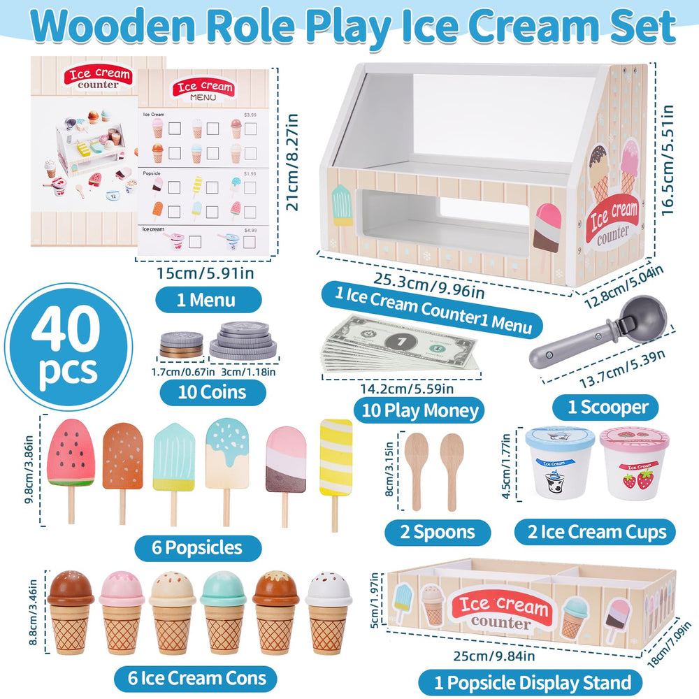 Six flavor ice cream cones to spark pretend shop creativity with Melofaver.