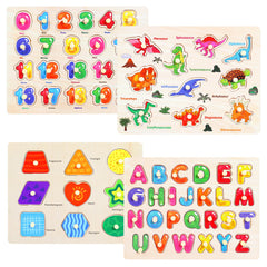 Melofaver Montessori peg puzzle shape set boosts shape recognition with bright wooden pieces.