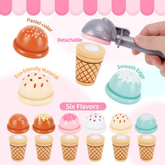 Melofaver wooden ice cream cups for pretend cafe play and serving