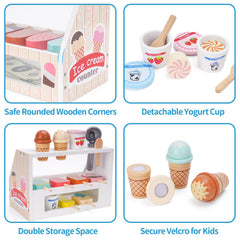 Wooden scoop and spoons support fine motor play with Melofaver.