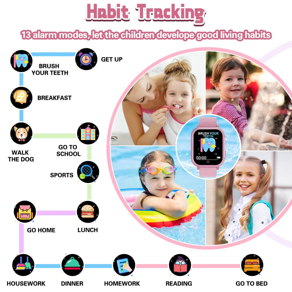 Melontti Kids Smart Watch pink neck-strap keeps watch within reach