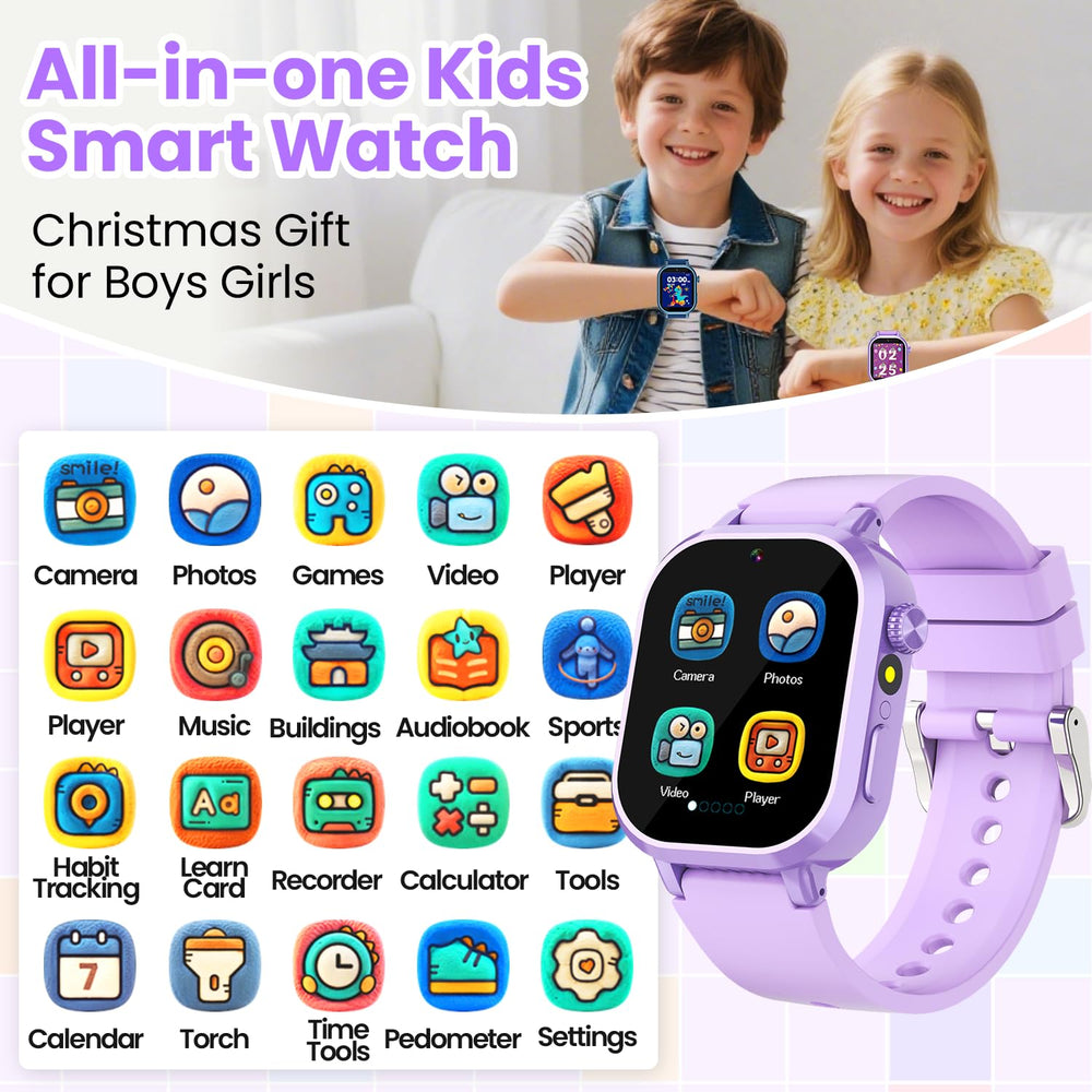 Melontti kids smartwatch purple side view highlighting rugged aluminum frame for long-lasting days