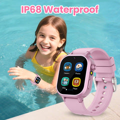 Melontti pink smartwatch screen close-up showcasing vibrant display for kids.