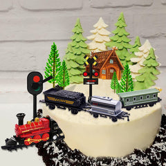MEMOVAN tree cake toppers create a festive landscape for the party.