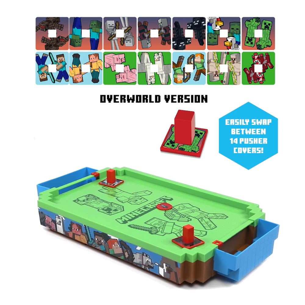 Menkind Minecraft Arcade Air Hockey Overworld overworld design brings familiar Minecraft vibes.