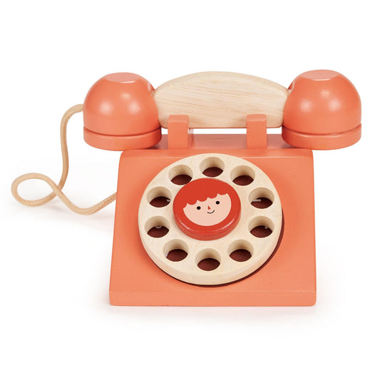 Mentari Ring Ring Telephone in solid wood invites hands-on pretend play for toddlers.