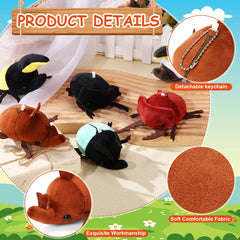 Meooeck beetle plush with detachable beaded chain feature.