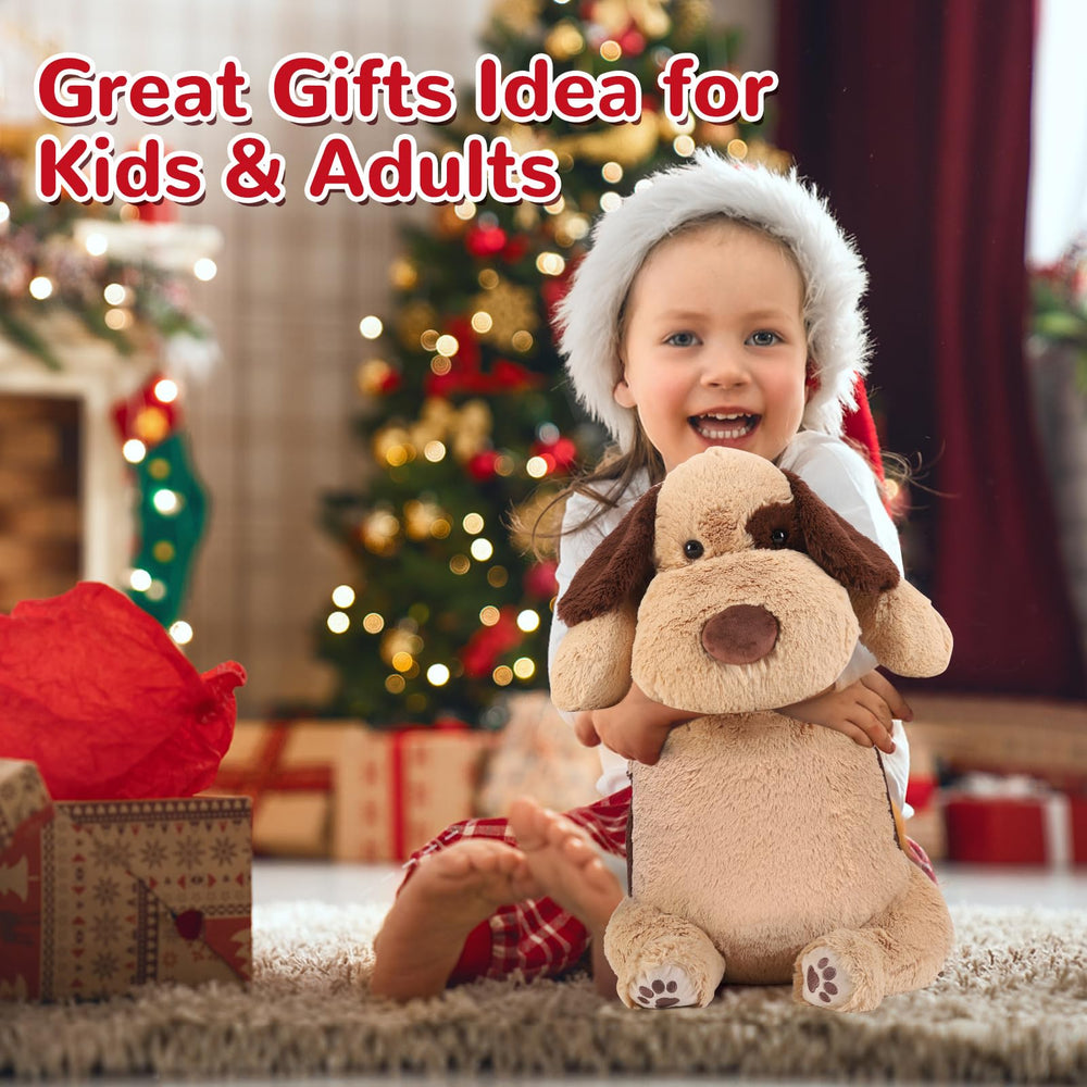 Meowtastic brown dog weighted stuffed animal, for kids and adults, a comforting, durable plush friend.