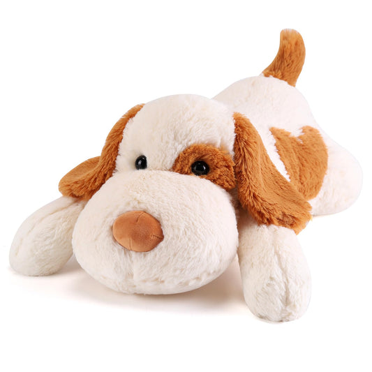 Meowtastic brown-white weighted dog plush ready for comforting hugs
