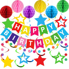 Meowtastic Happy Birthday Banner creates a bright photo backdrop for a festive celebration.