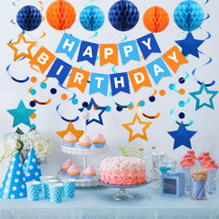 Meowtastic honeycomb-balls-blue-orange adds soft, dimensional decor