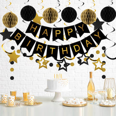 Meowtastic Honeycomb Balls in gold and black create a shimmering focal point.