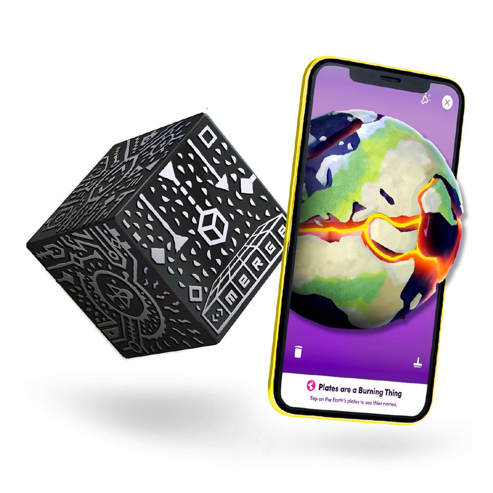 Merge Cube holds fossils in your hand for interactive science exploration.