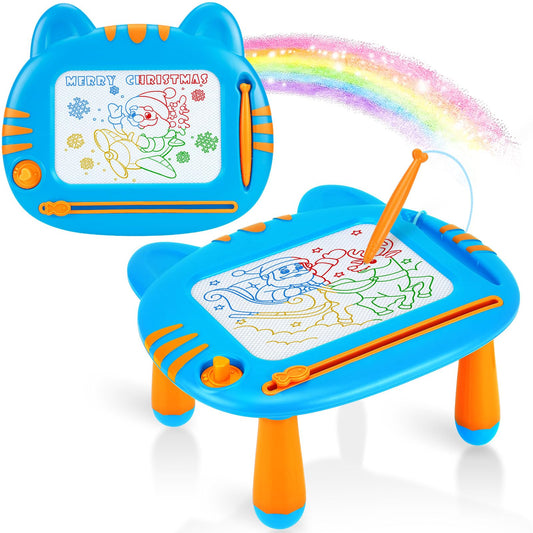 MERGUEZ magnetic drawing board for toddlers with vibrant color zones for creative play.