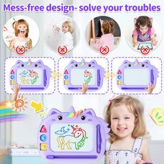 MERGUEZ unicorn board includes three stamps for guided shapes.