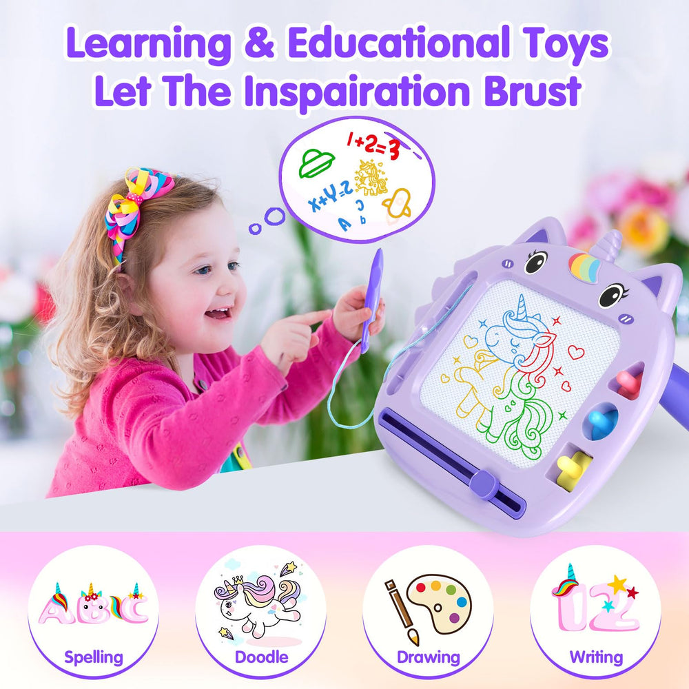MERGUEZ travel-friendly doodle board with handle enables on-the-go learning.