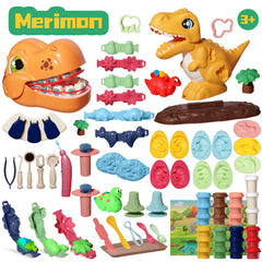 Merimon dinosaur color dough set with eggs mold for imaginative play