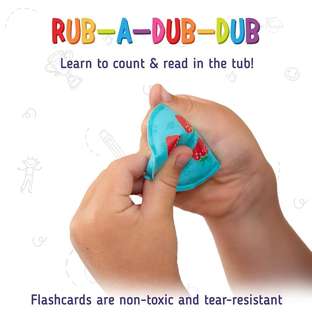 Merka 2.25-inch foam cards fit little hands during bath.