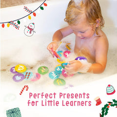Merka Bath Toys Flash Cards: 36-piece multicolor letters and numbers for toddler learning.