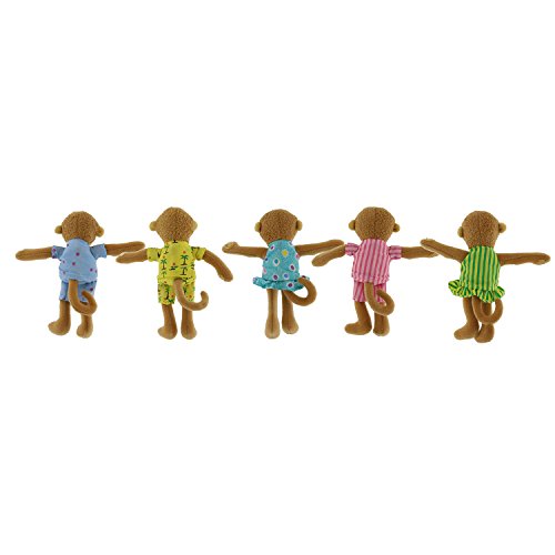 MerryMakers Five Little Monkeys puppets, each five inches tall, ideal for pretend play.