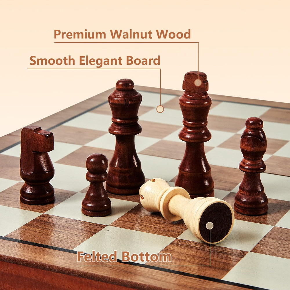 Foldable MerryPony chess board with built-in storage slots for on-the-go use