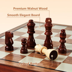 Foldable MerryPony chess board with built-in storage slots for on-the-go use