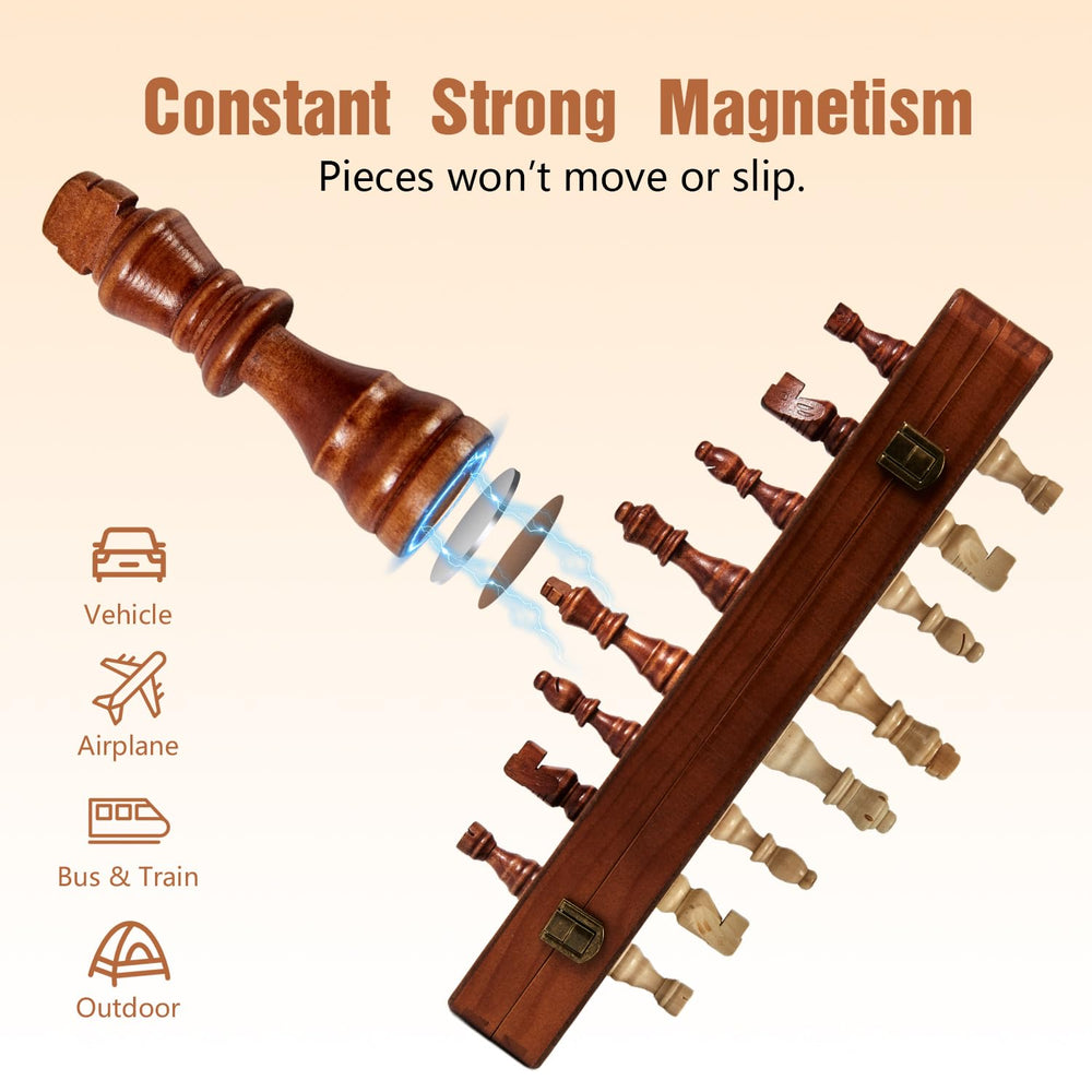 Closeup of MerryPony magnetic chess pieces highlighting stable grip and design