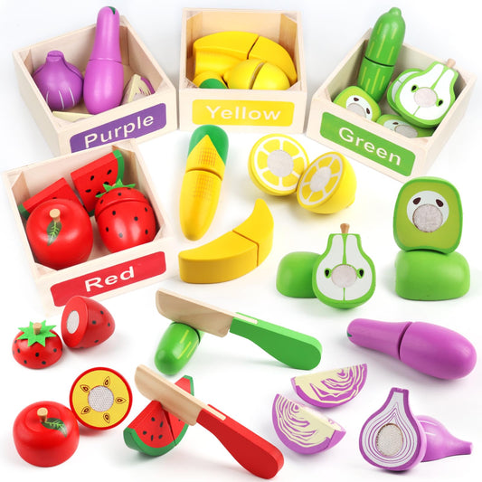 MerryPony green fruit box play set promotes color sorting and imaginative pretend play.
