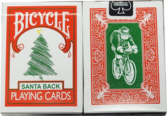 Merz67 Santa Back Bicycle cards back design in green for holiday play.