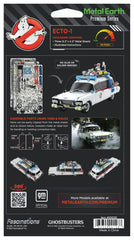 Metal Earth Ecto-1 Ghostbusters finished display piece suitable for a desk or shelf.