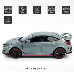 Metanyl Civic Type R toy car side view with open door, inviting imagination.