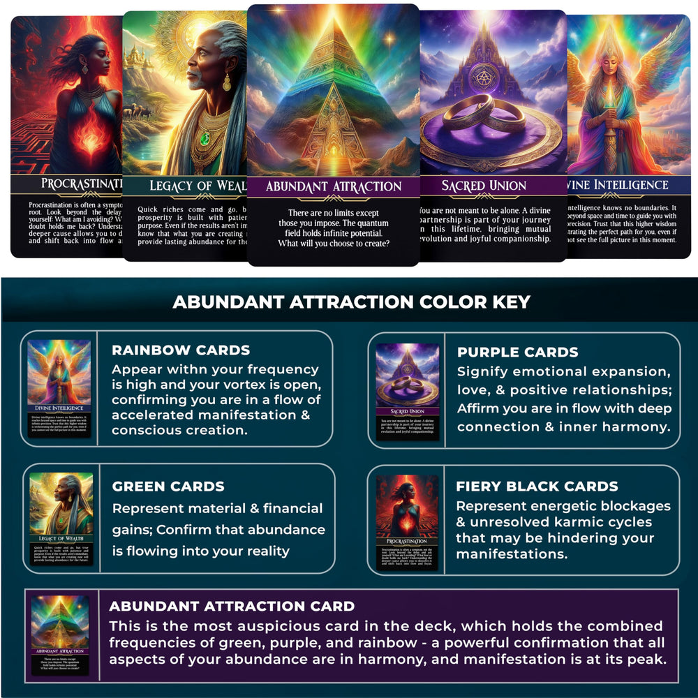 Metaphoracle Abundant Attraction rainbow cards for quick high-frequency alignment readings.