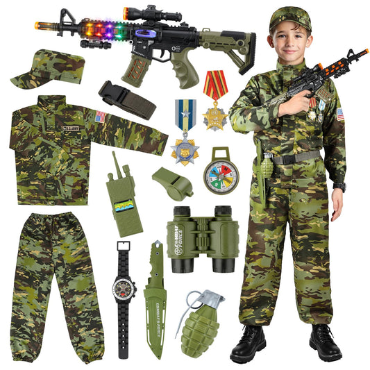 Metemot kids army costume deluxe set in camouflage for immersive play.