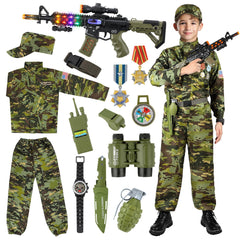 Metemot kids army costume deluxe set in camouflage for immersive play.