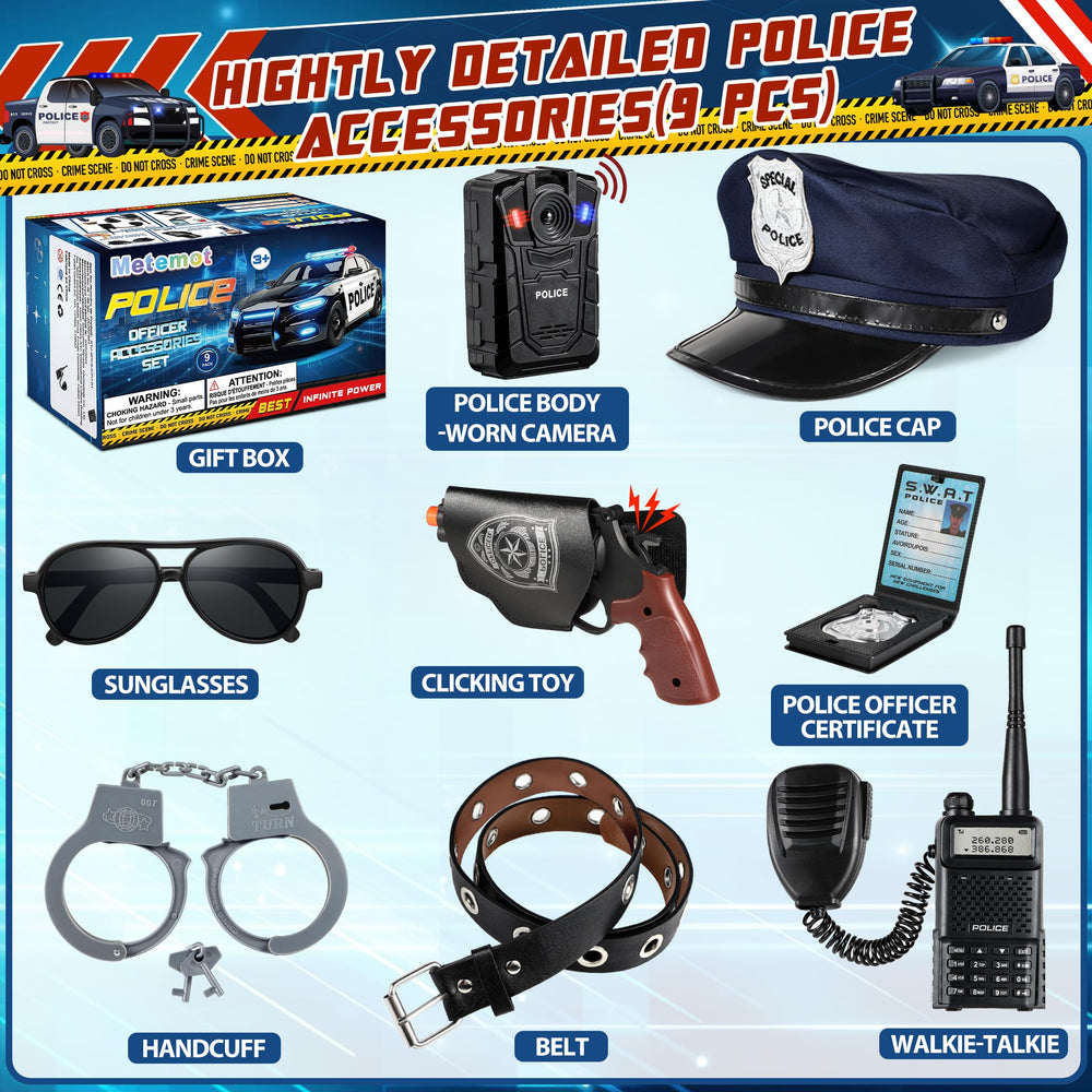 Metemot toy handcuffs with keys for safe, interactive pretend policing
