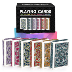 Metsyth 12-pack cards with bright color backs for lively family nights.