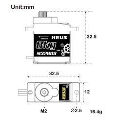 MEUS RACING 8KG servo for Axial SCX24, front view highlighting compact profile