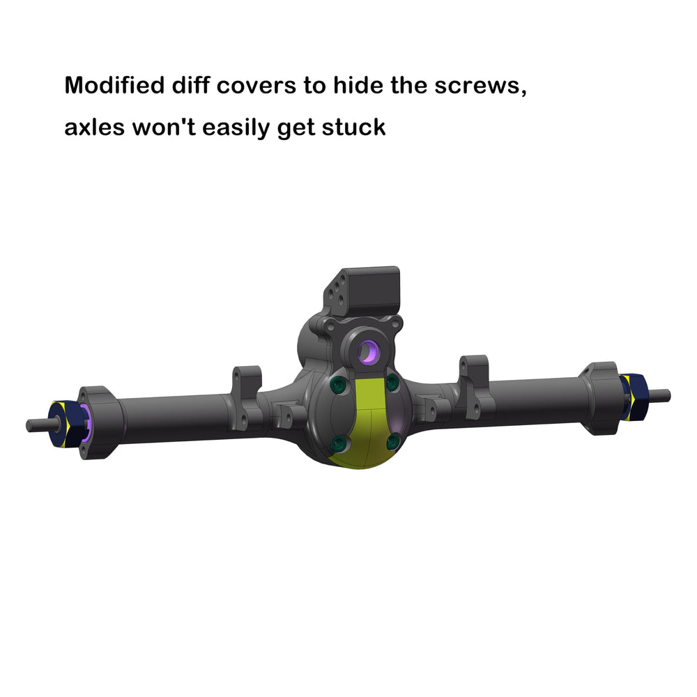 MEUS RACING aluminum axle housing shields components during all-terrain crawls.
