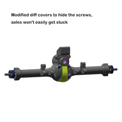 MEUS RACING aluminum axle housing shields components during all-terrain crawls.